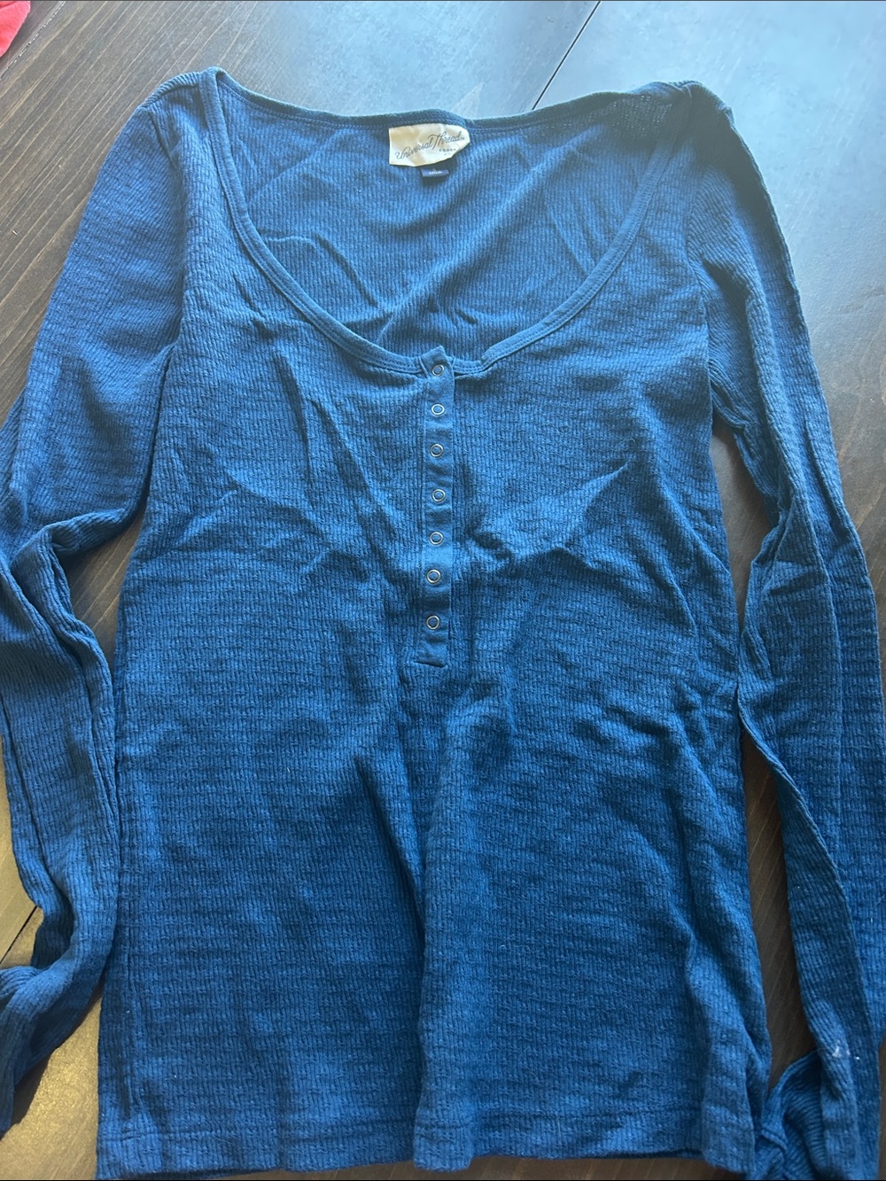 Universal Thread Deep Blue Long-Sleeve Henley Tee size S